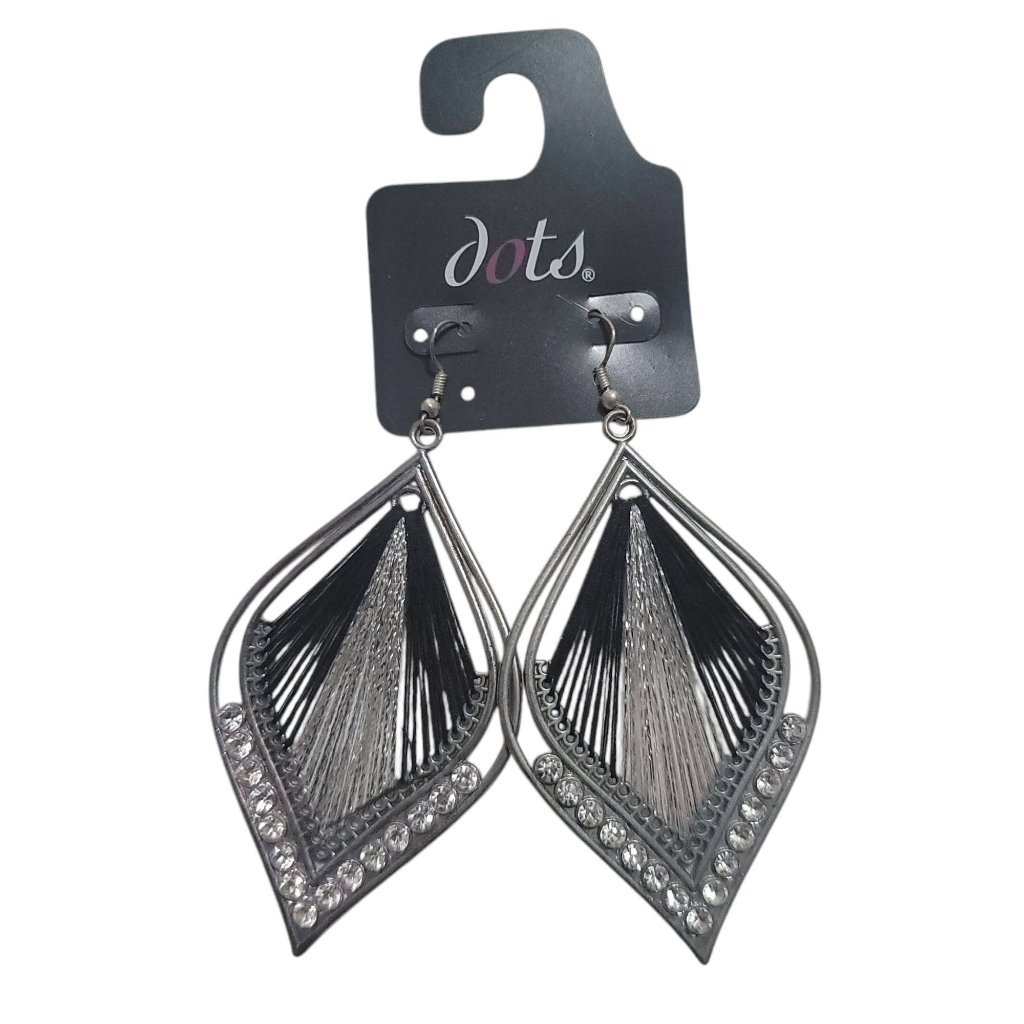 Nwot Bohemian Earrings, Leaf Black And Silver